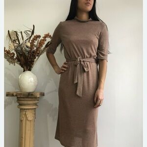 Eve Gravel Tell Me Now Dress size Small Brown Belted Midi Dress